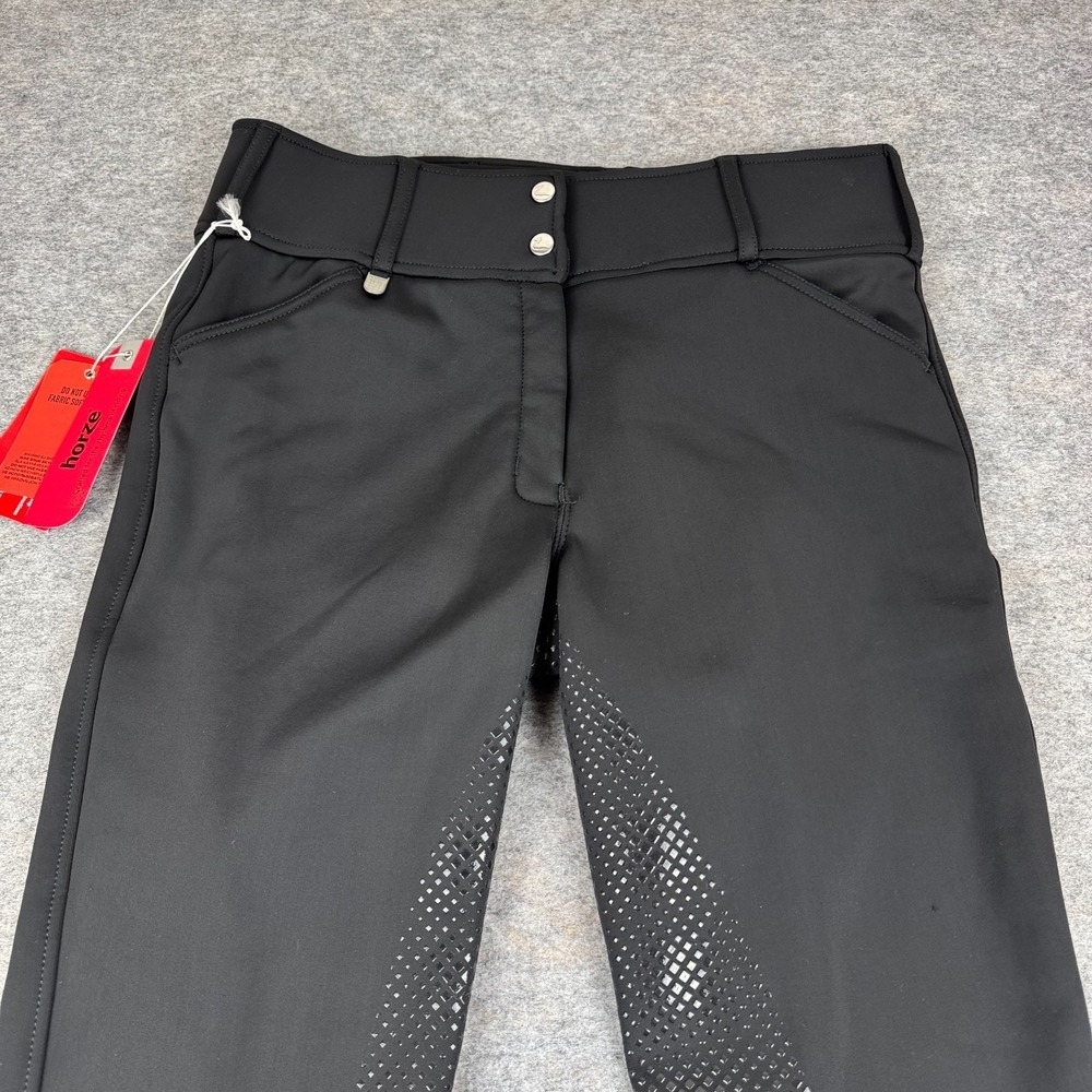 Horze Grand Prix Thermo Softshell Silicone FS Riding Pants Black Womens 32 - Picture 2 of 12